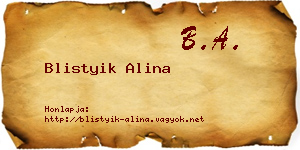 Blistyik Alina névjegykártya